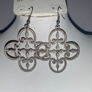 Charming Charlie Silver Ornate Earrings